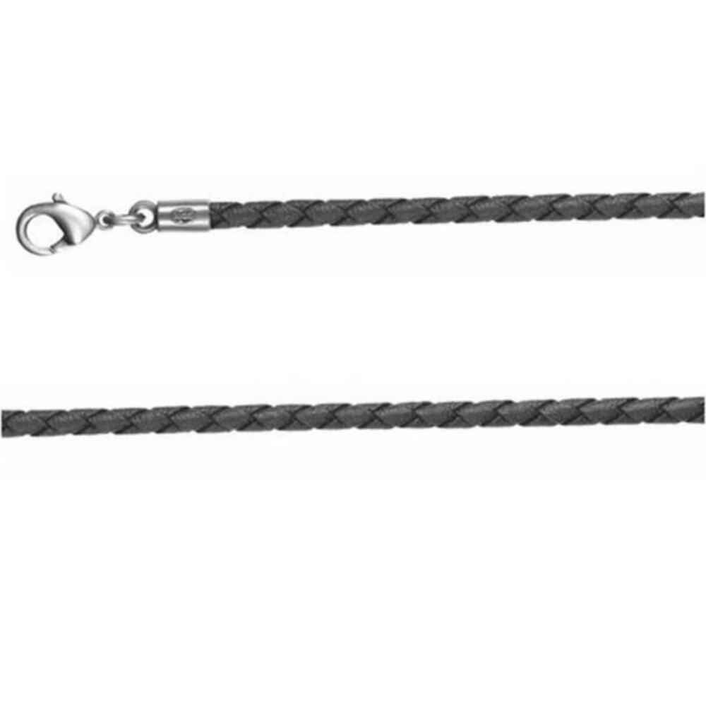 NWT BICO black‎ braided leather necklace 4mm